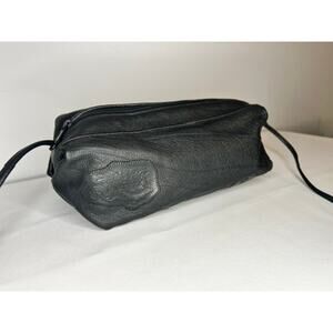Vintage Carlos Falchi Black Leather Crossbody Bag USA Slouchy Shoulder Purse